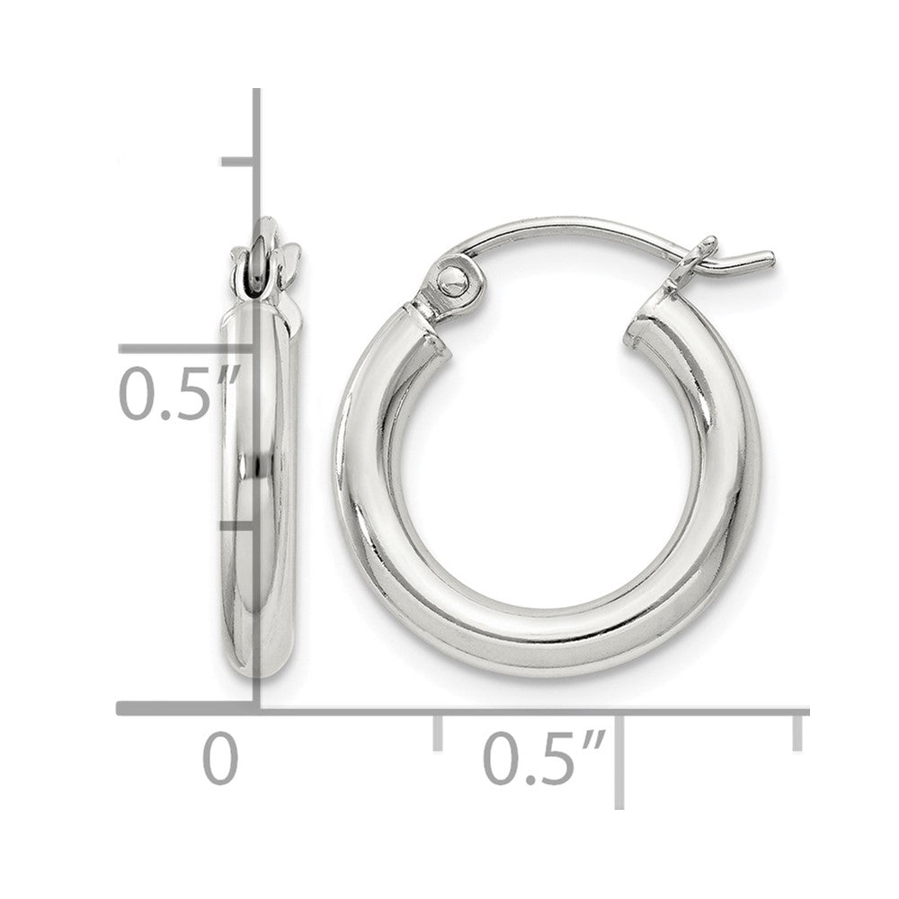 Sterling Silver 2.5mm Round Hoop Earrings
