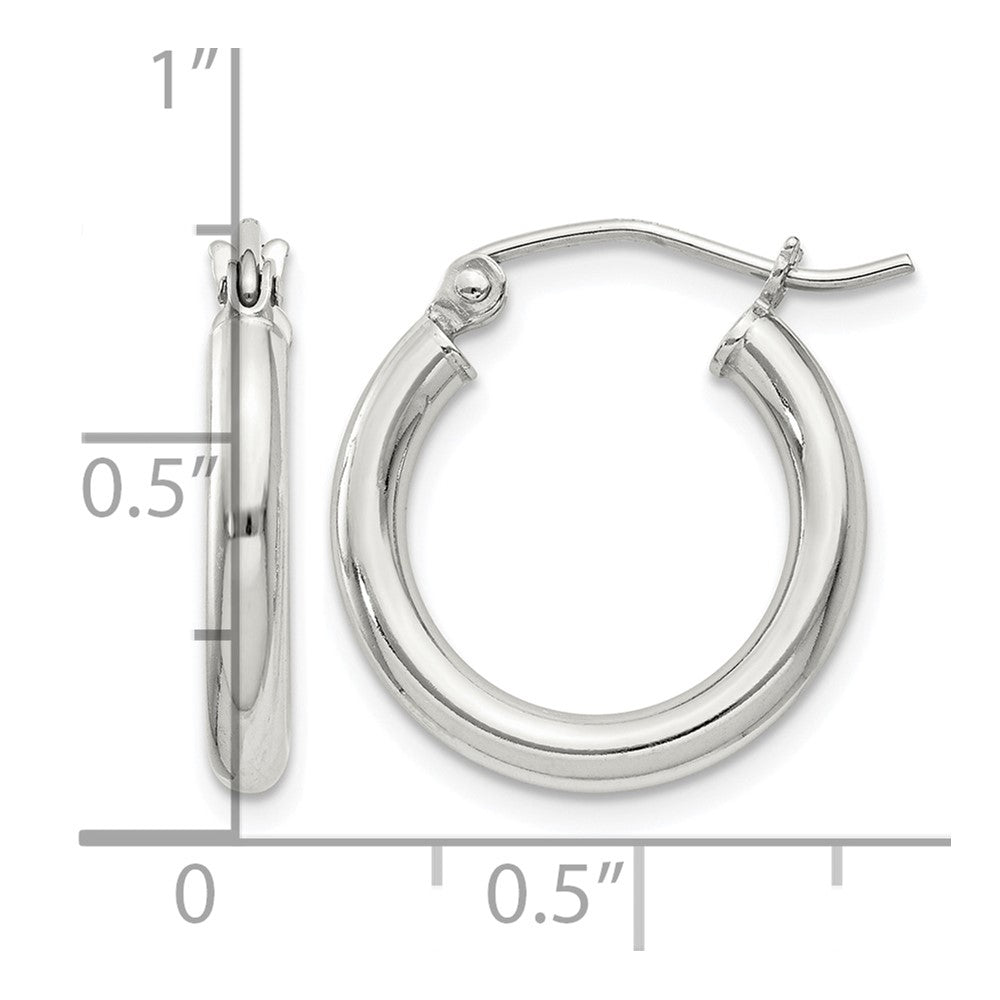 Sterling Silver 2.5mm Round Hoop Earrings