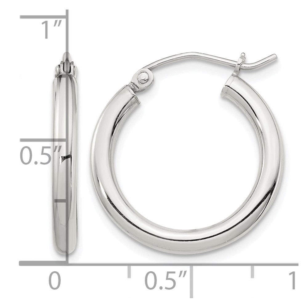 Sterling Silver 2.5mm Round Hoop Earrings