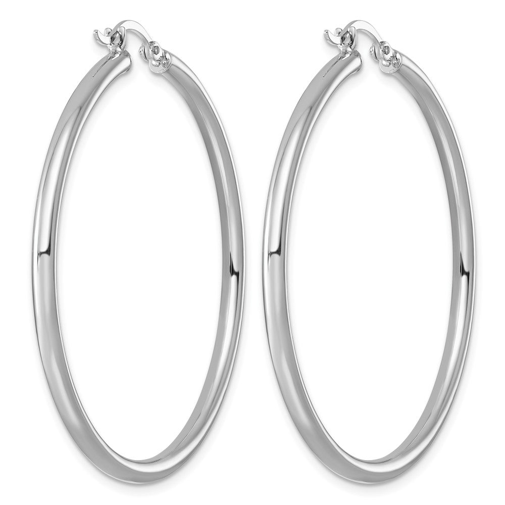 Sterling Silver Rhodium-plated 2.5mm Round Hoop Earrings