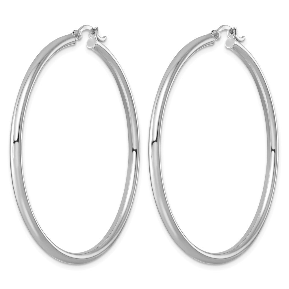 Sterling Silver Rhodium-plated 2.5mm Round Hoop Earrings