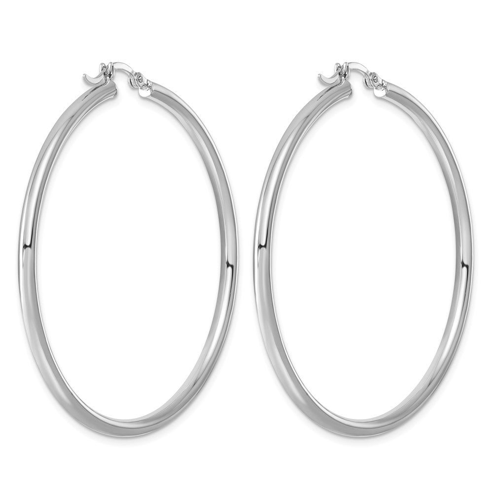 Sterling Silver Rhodium-plated 2.5mm Round Hoop Earrings