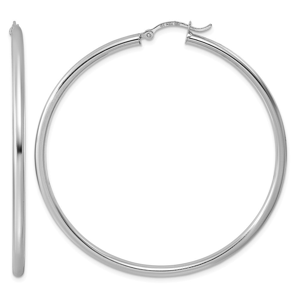 Sterling Silver Rhodium-plated 2.5mm Round Hoop Earrings
