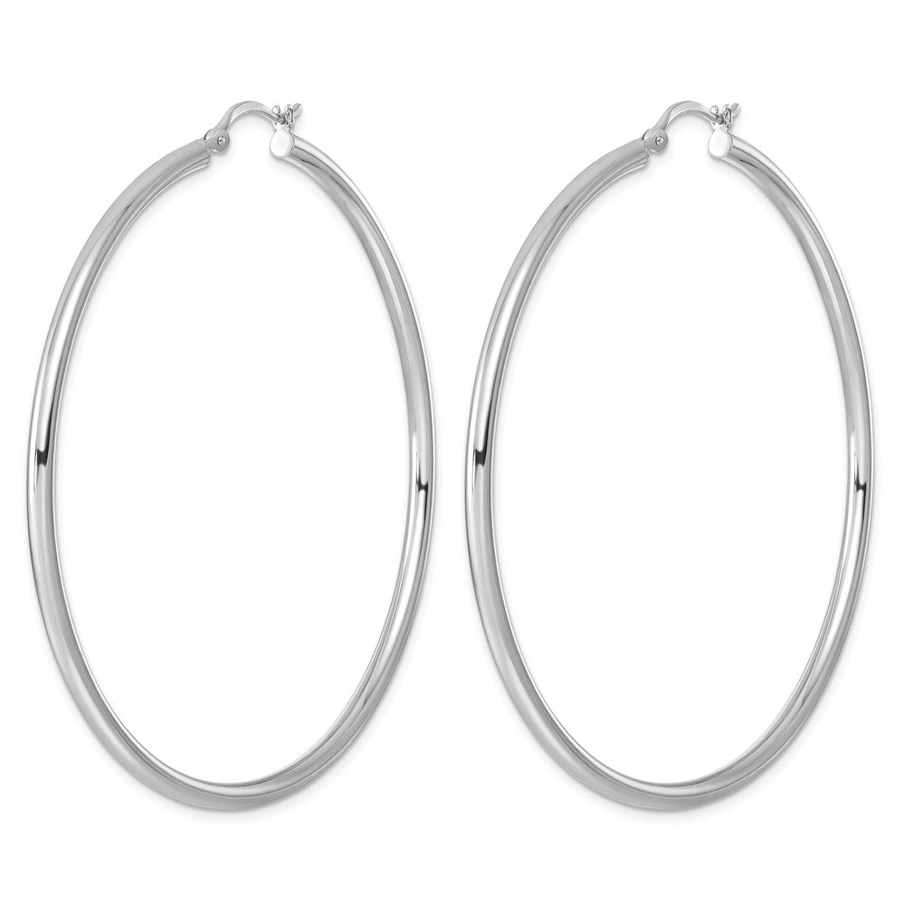 Sterling Silver Rhodium-plated 2.5mm Round Hoop Earrings