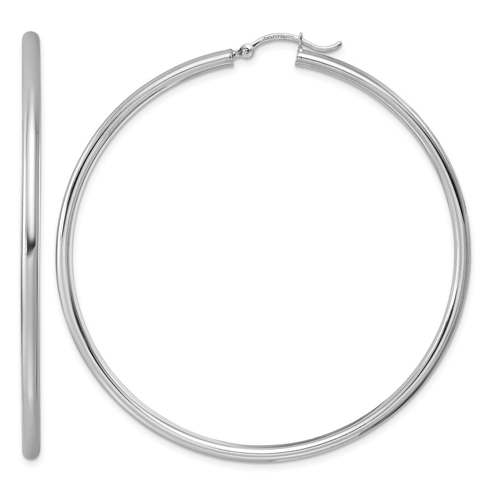 Sterling Silver Rhodium-plated 2.5mm Round Hoop Earrings