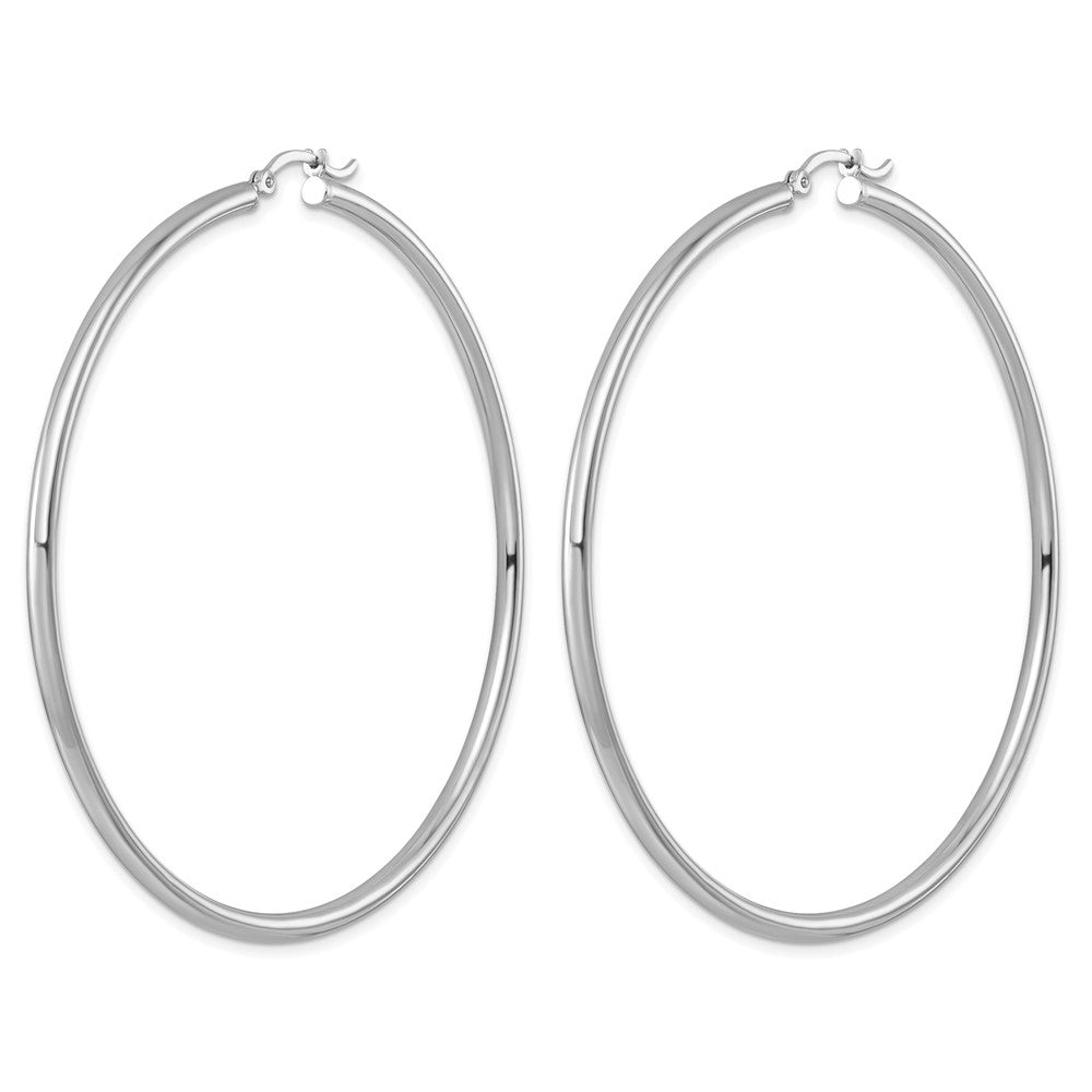 Sterling Silver Rhodium-plated 2.5mm Round Hoop Earrings