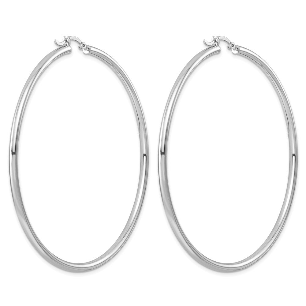 Sterling Silver Rhodium-plated 2.5mm Round Hoop Earrings