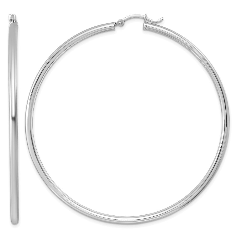 Sterling Silver Rhodium-plated 2.5mm Round Hoop Earrings