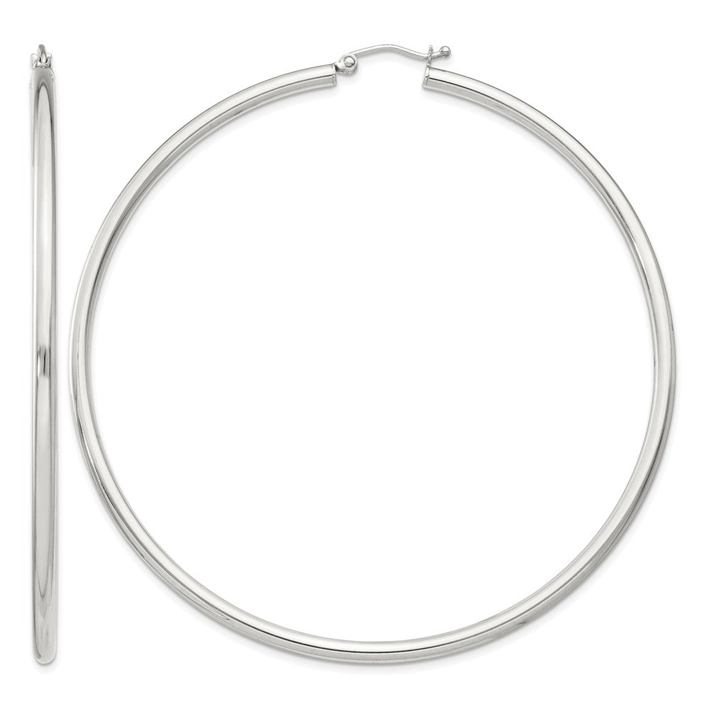Sterling Silver 2.5mm Round Hoop Earrings