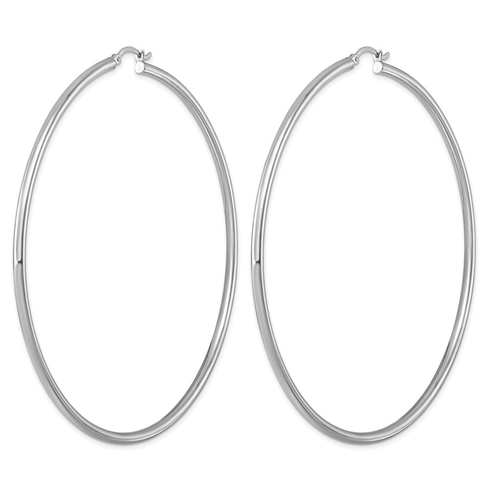 Sterling Silver Rhodium-plated 2.5mm Round Hoop Earrings