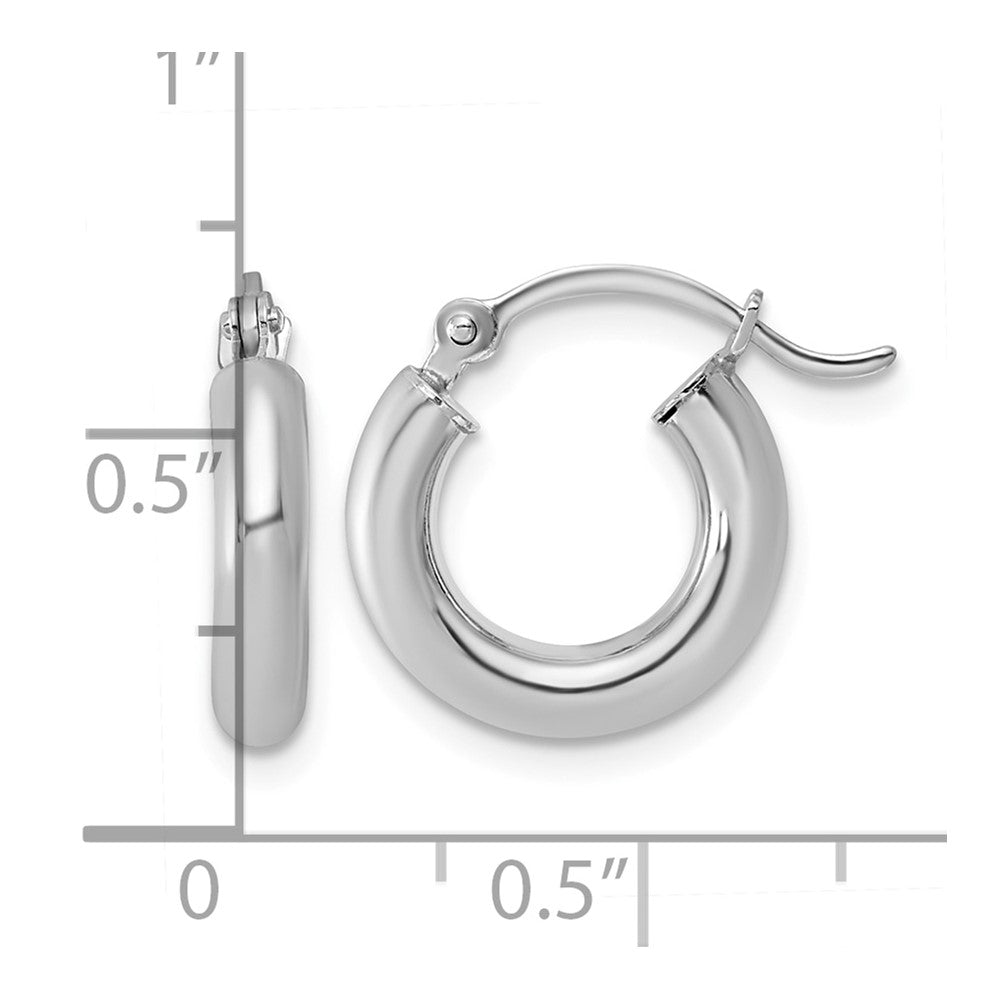 Sterling Silver Rhodium-plated 3mm Round Hoop Earrings