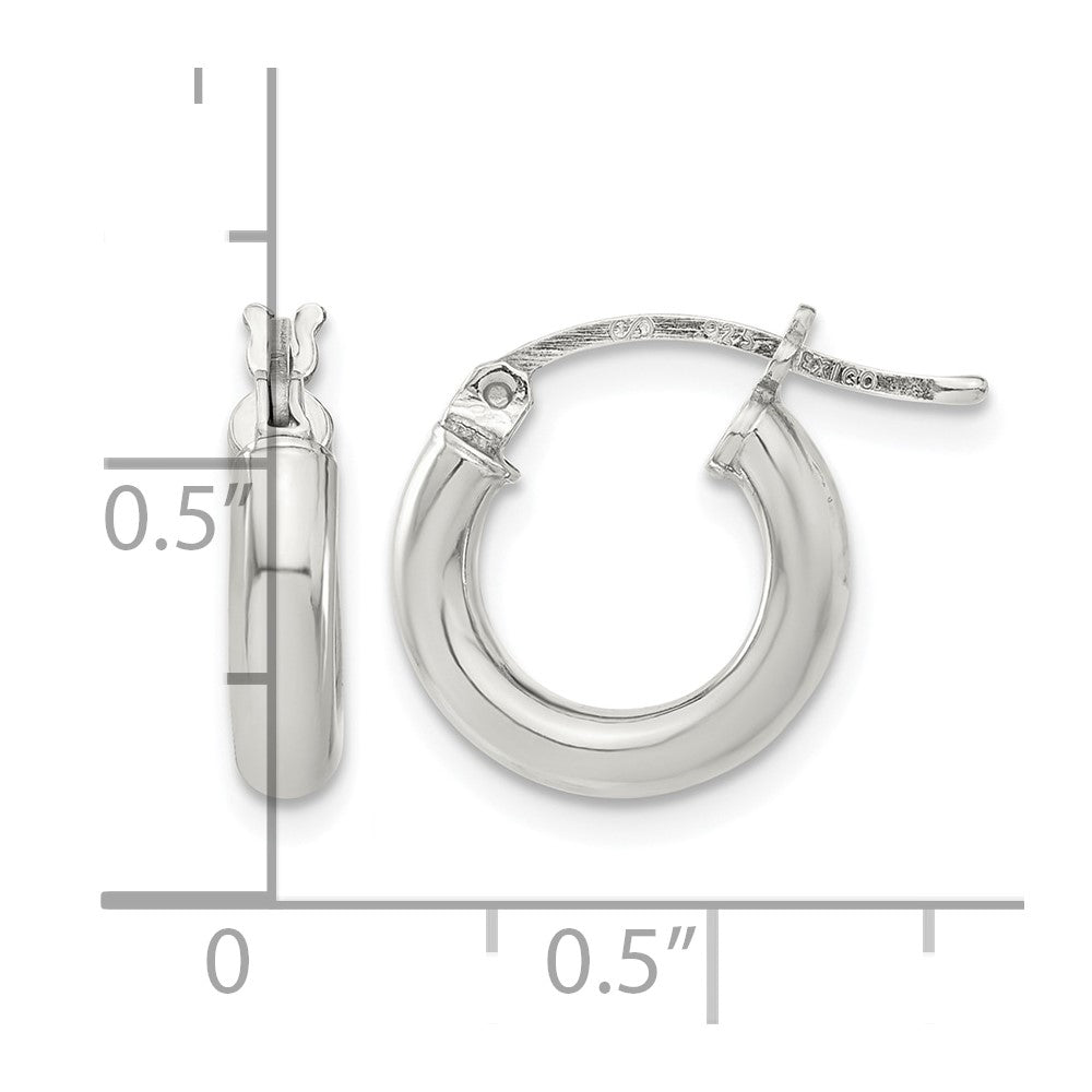 Sterling Silver 3mm Round Hoop Earrings