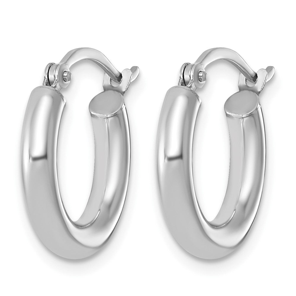 Sterling Silver Rhodium-plated 3mm Round Hoop Earrings