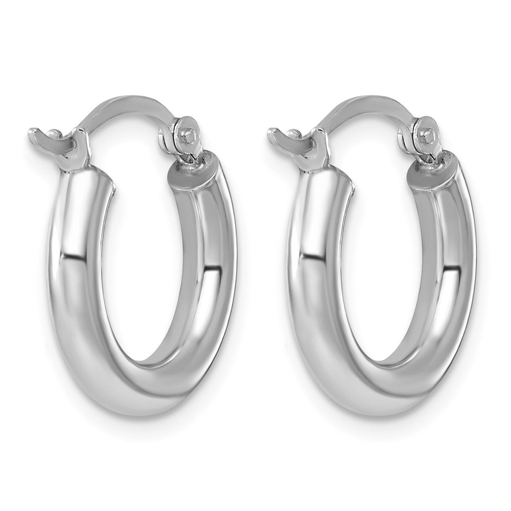 Sterling Silver Rhodium-plated 3mm Round Hoop Earrings