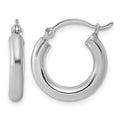 Sterling Silver Rhodium-plated 3mm Round Hoop Earrings