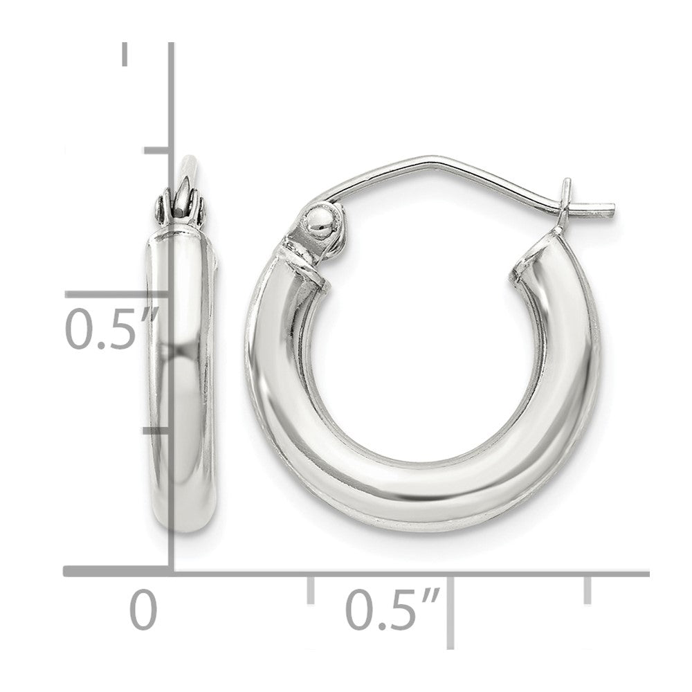 Sterling Silver 3mm Round Hoop Earrings