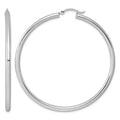 Sterling Silver Rhodium-plated 3mm Round Hoop Earrings