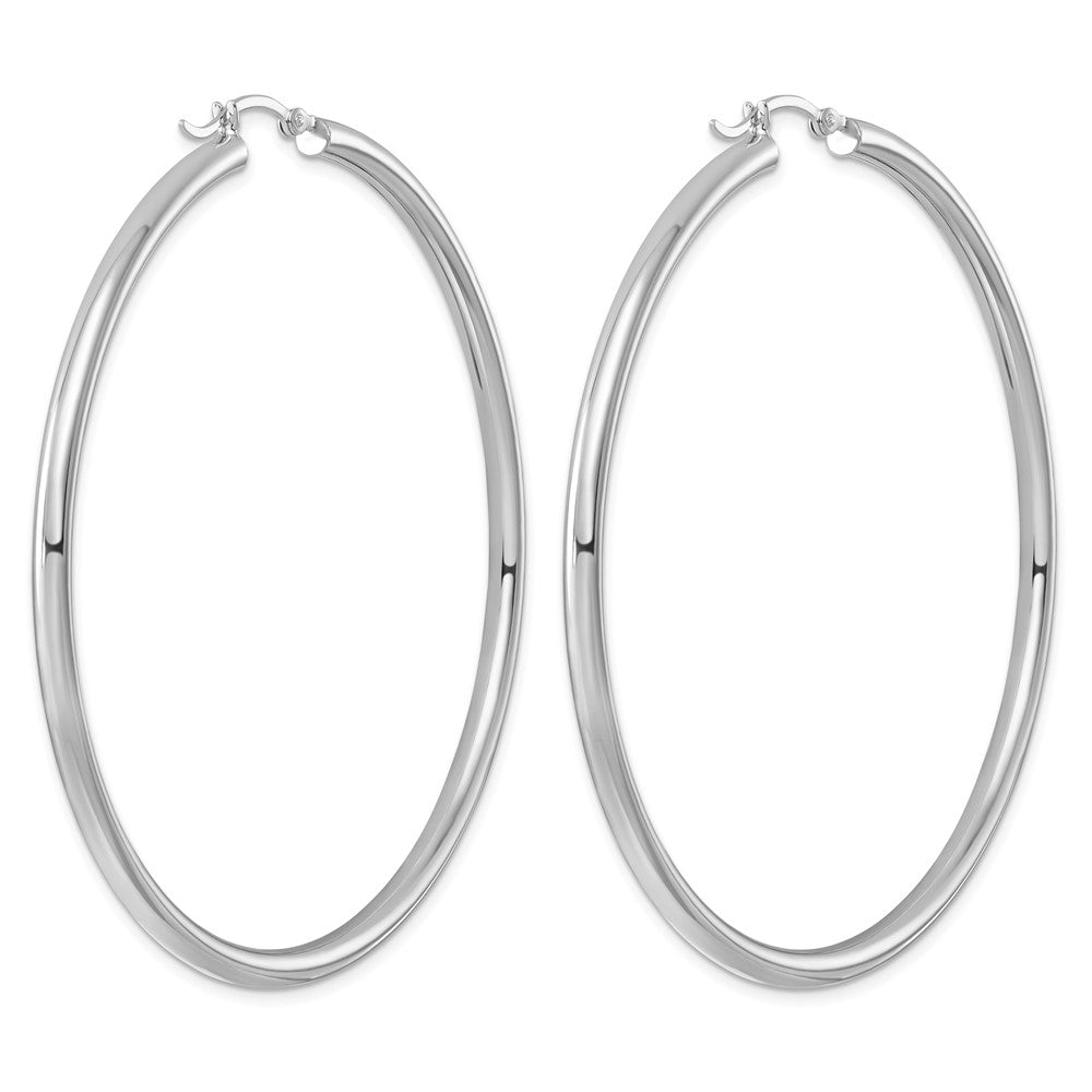 Sterling Silver Rhodium-plated 3mm Round Hoop Earrings