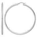 Sterling Silver Rhodium-plated 3mm Round Hoop Earrings