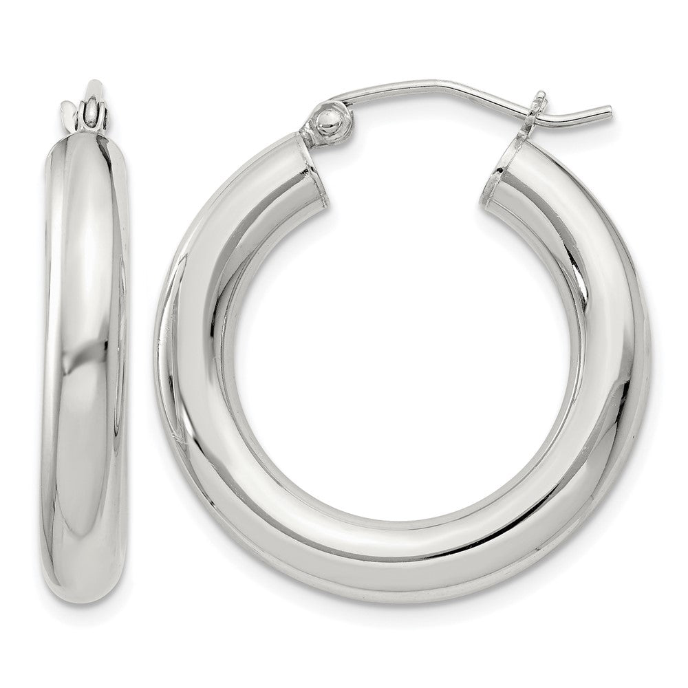 Sterling Silver 4mm Round Hoop Earrings