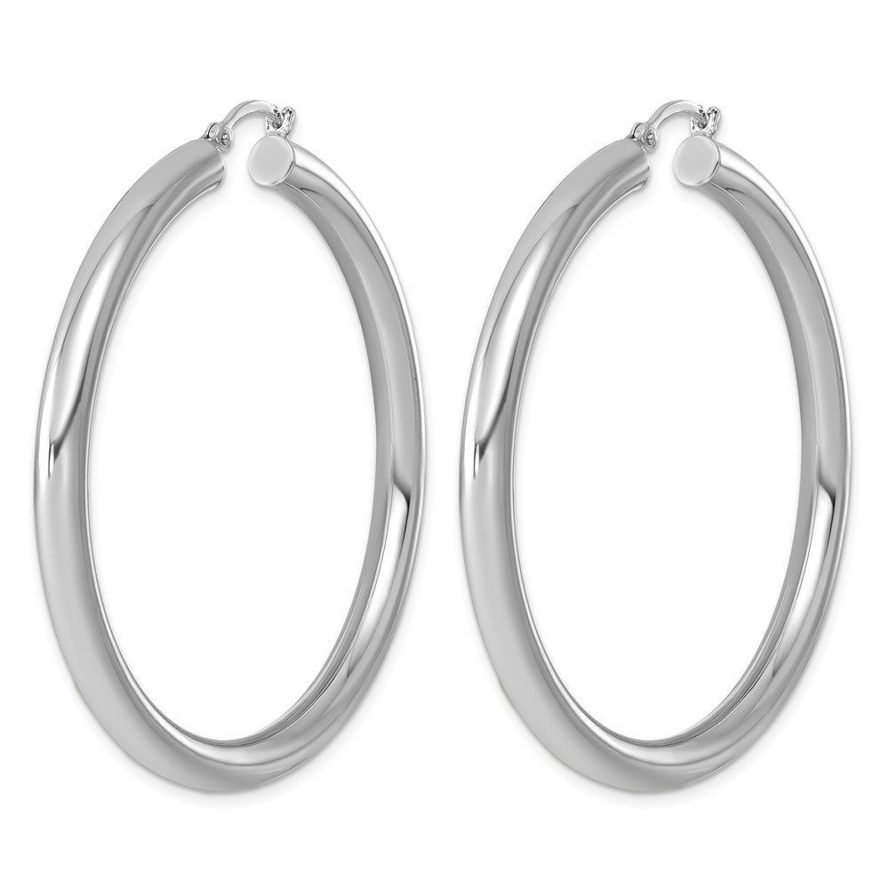 Sterling Silver Rhodium-plated 4mm Round Hoop Earrings