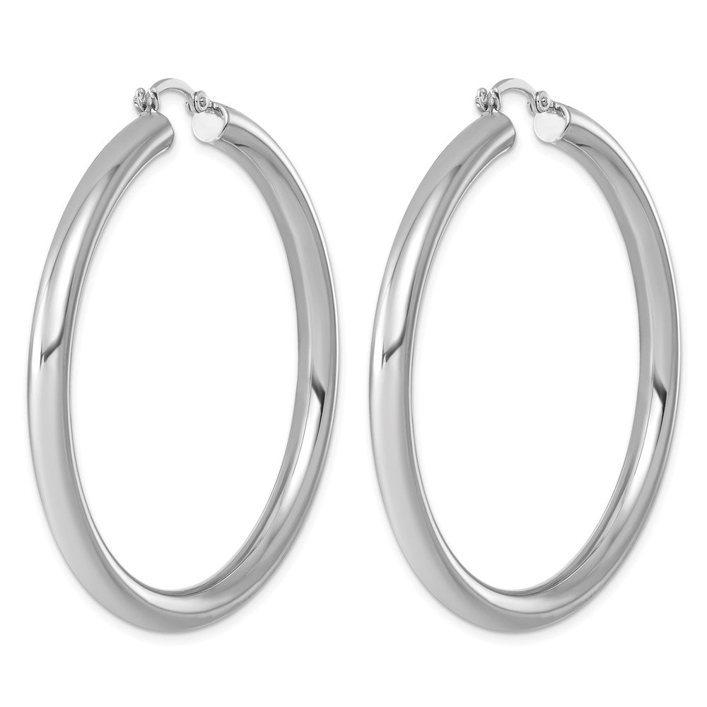 Sterling Silver Rhodium-plated 4mm Round Hoop Earrings