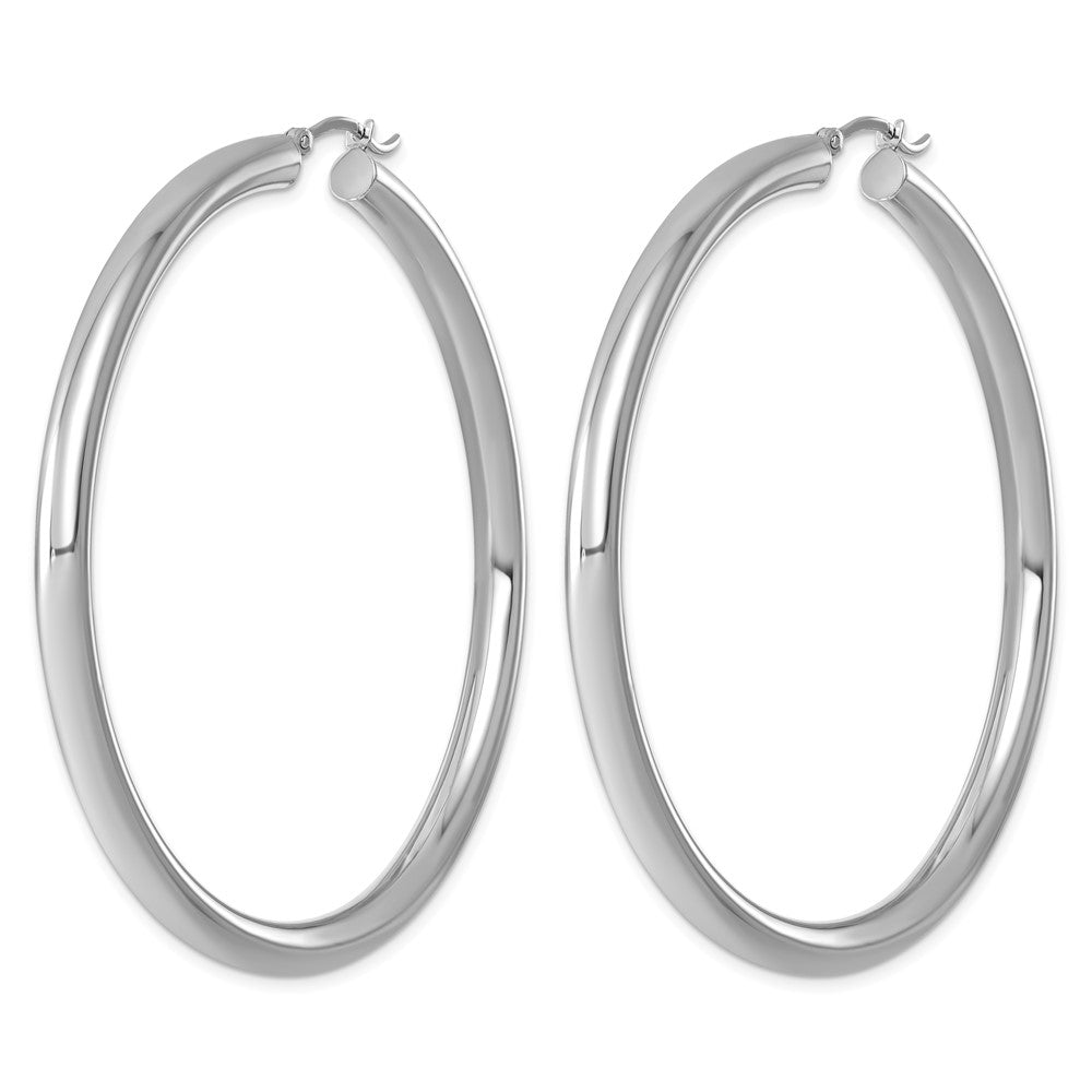 Sterling Silver Rhodium-plated 4mm Round Hoop Earrings