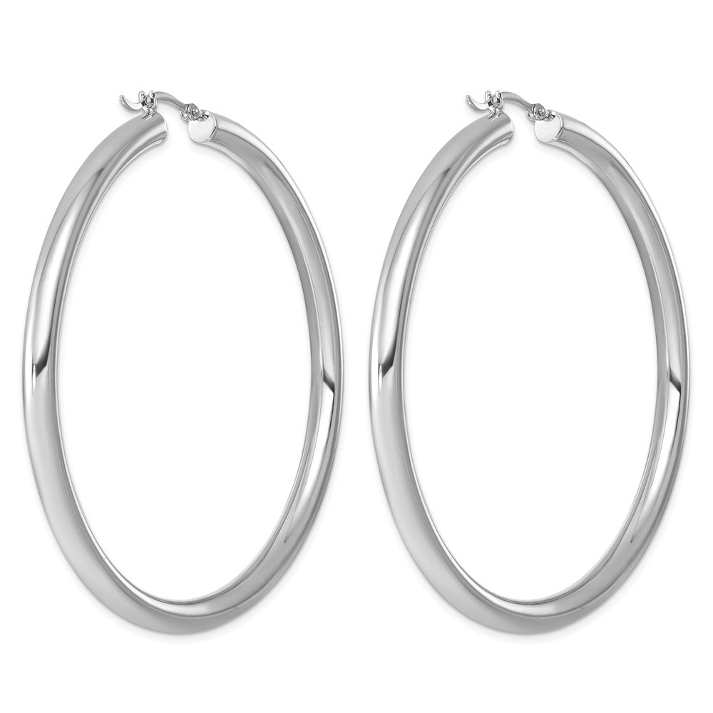 Sterling Silver Rhodium-plated 4mm Round Hoop Earrings