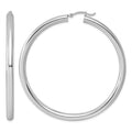 Sterling Silver Rhodium-plated 4mm Round Hoop Earrings