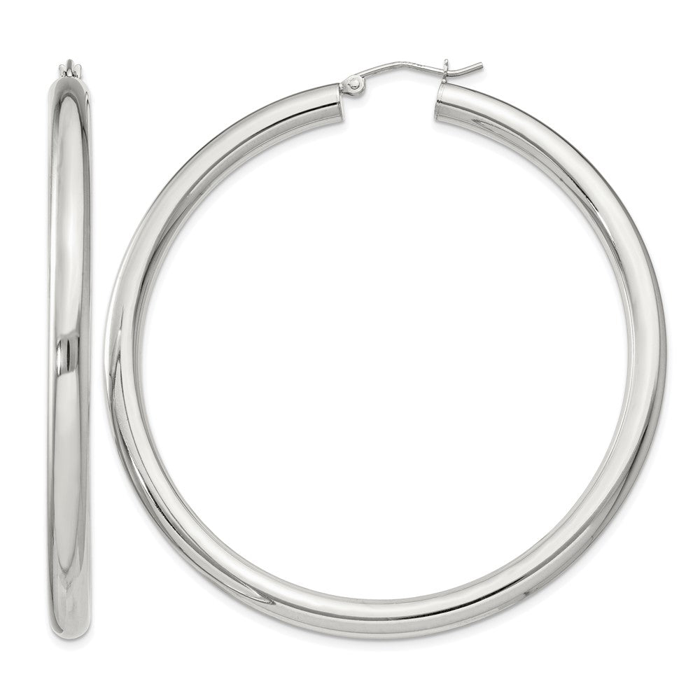 Sterling Silver 4mm Round Hoop Earrings