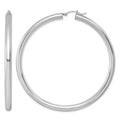 Sterling Silver Rhodium-plated 4mm Round Hoop Earrings