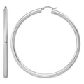 Sterling Silver Rhodium-plated 4mm Round Hoop Earrings