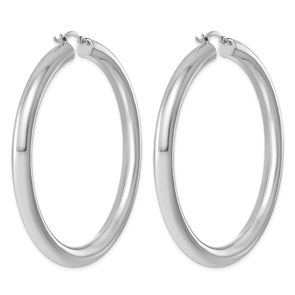 Sterling Silver Rhodium-plated 5mm Round Hoop Earrings