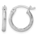 Sterling Silver Rhodium-plated 2mm Polished/Satin Diamond-cut Hoop Earrings