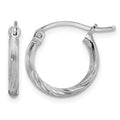 Sterling Silver Rhodium-plated 2mm Polished/Satin Diamond-cut Hoop Earrings