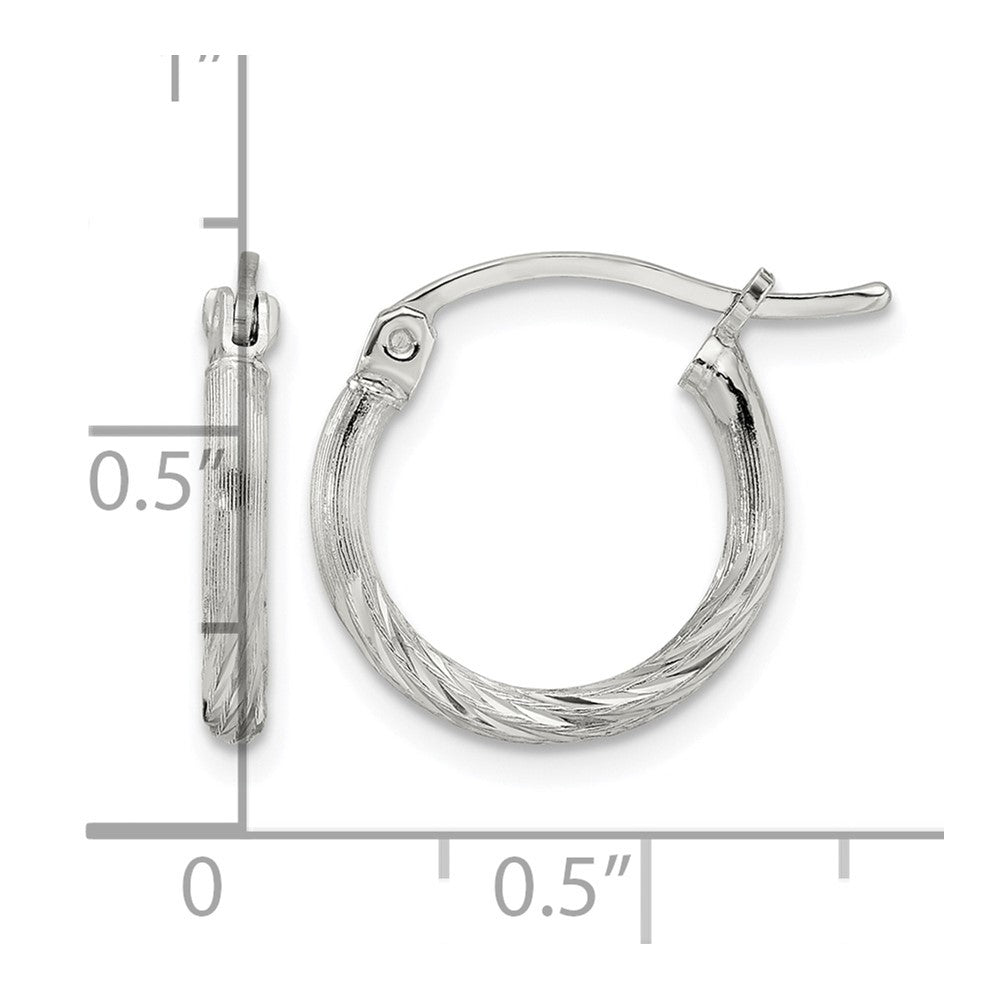 Sterling Silver 2mm Polished/Satin D/C Hoop Earrings