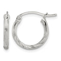 Sterling Silver 2mm Polished/Satin D/C Hoop Earrings