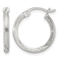 Sterling Silver 2mm Polished/Satin D/C Hoop Earrings