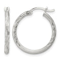 Sterling Silver 2mm Polished/Satin D/C Hoop Earrings