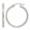 Sterling Silver 2mm Polished/Satin D/C Hoop Earrings