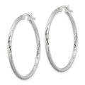 Sterling Silver 2mm Polished/Satin D/C Hoop Earrings