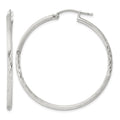 Sterling Silver 2mm Polished/Satin D/C Hoop Earrings