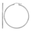 Sterling Silver Rhodium-plated 2mm Polished/Satin Diamond-cut Hoop Earrings
