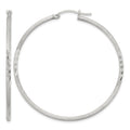 Sterling Silver 2mm Polished/Satin D/C Hoop Earrings