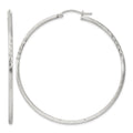 Sterling Silver 2mm Polished/Satin D/C Hoop Earrings