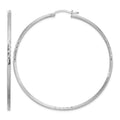 Sterling Silver Rhodium-plated 2mm Polished/Satin Diamond-cut Hoop Earrings
