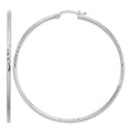 Sterling Silver 2mm Polished/Satin D/C Hoop Earrings