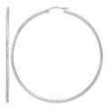 Sterling Silver 2mm Polished/Satin D/C Hoop Earrings