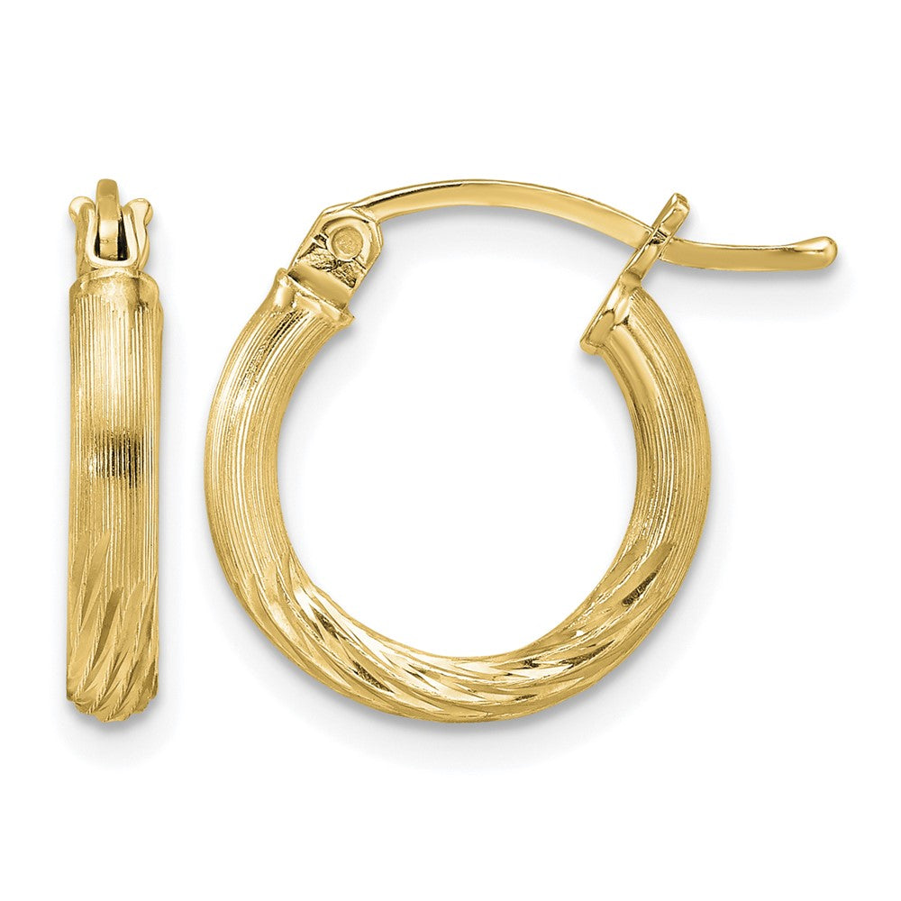 Sterling Silver Flash Gold-plated 2.5mm Polished/Satin D/C Hoop Earrings