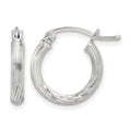 Sterling Silver 2.5mm Polished/Satin D/C Hoop Earrings